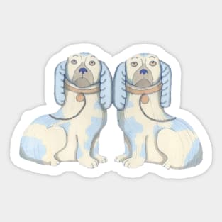 Spaniel dogs, twins, Staffordshire Pottery Style Sticker